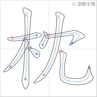 “「枕」的筆順”