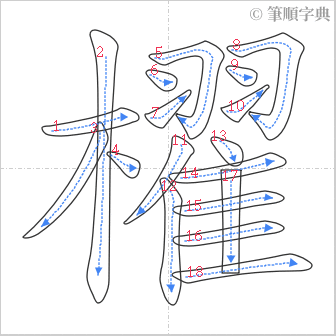 “「櫂」的筆順”