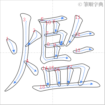 “「爁」的筆順”