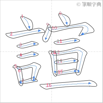 “「諠」的筆順”