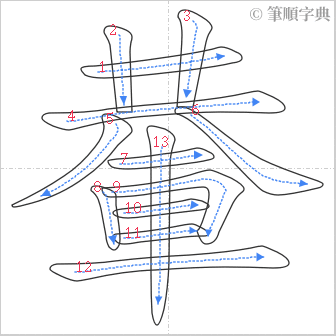 “「輂」的筆順”