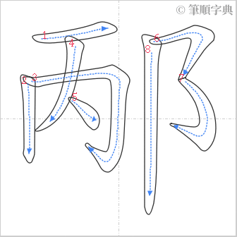 “「邴」的筆順”