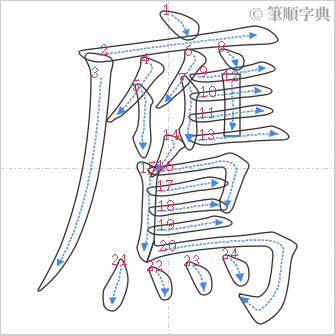 “「鷹」的筆順”