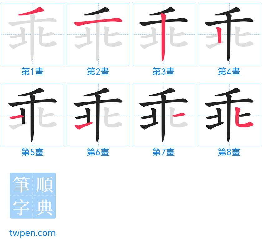 “「乖」的筆畫”