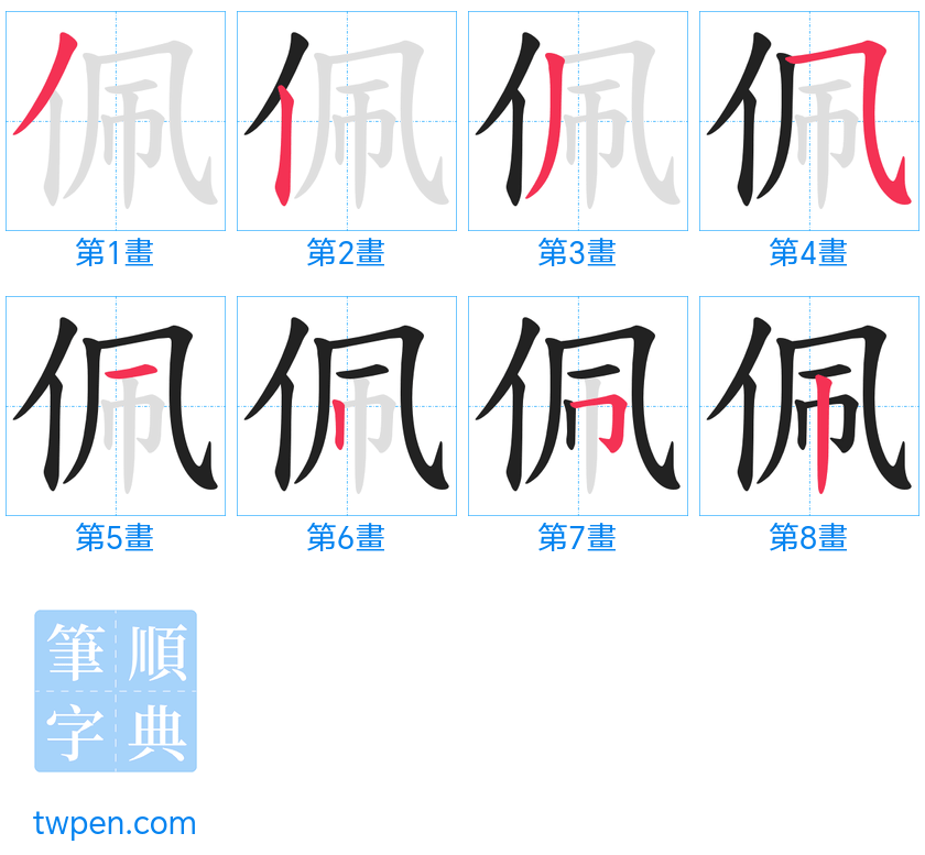 “「佩」的筆畫”