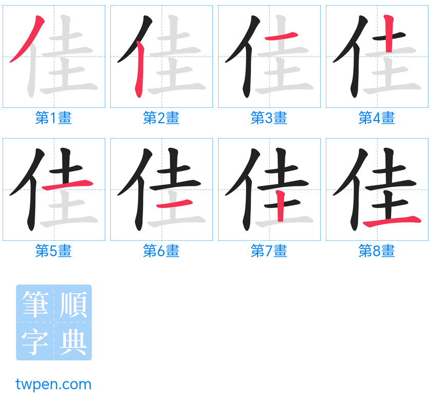 “「佳」的筆畫”