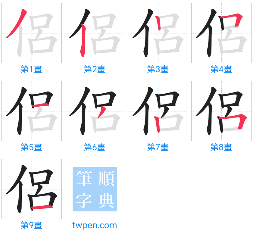 “「侶」的筆畫”