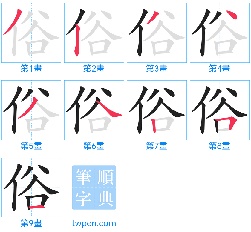 “「俗」的筆畫”