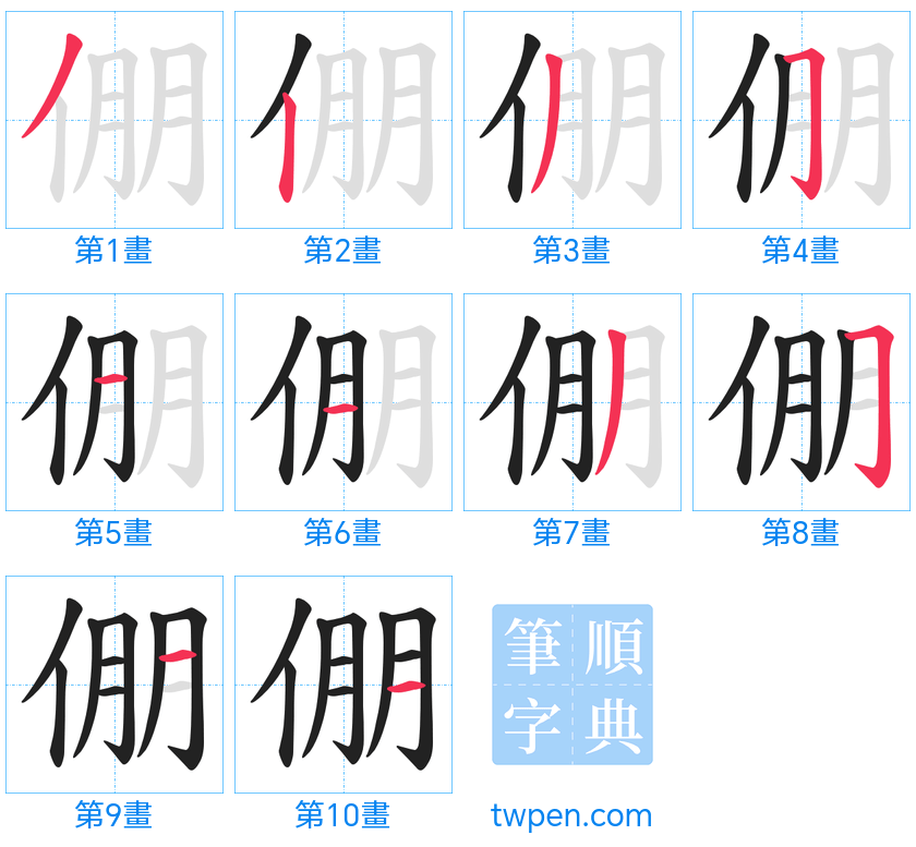 “「倗」的筆畫”