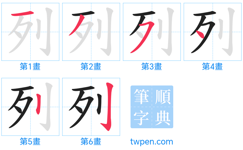 “「列」的筆畫”