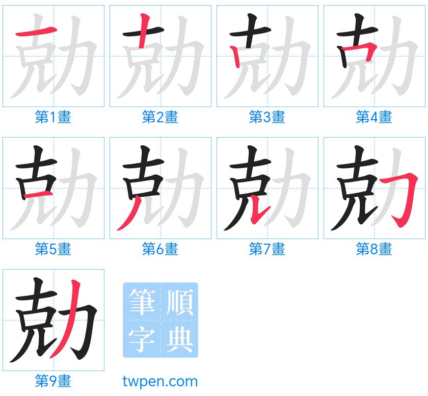 “「勀」的筆畫”