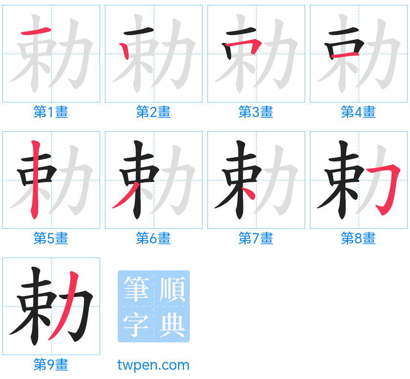 “「勅」的筆畫”