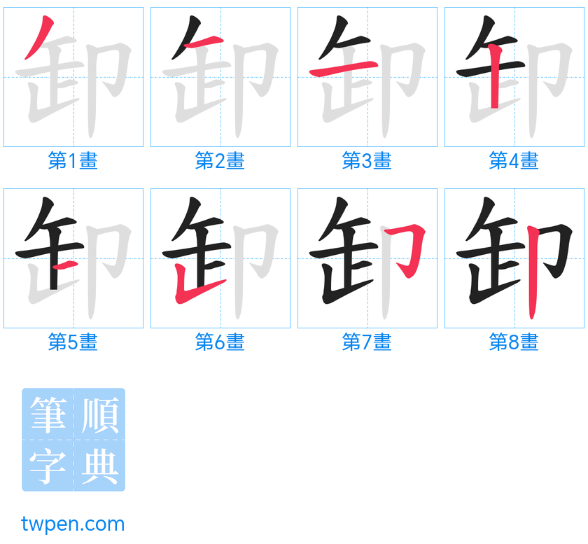 “「卸」的筆畫”