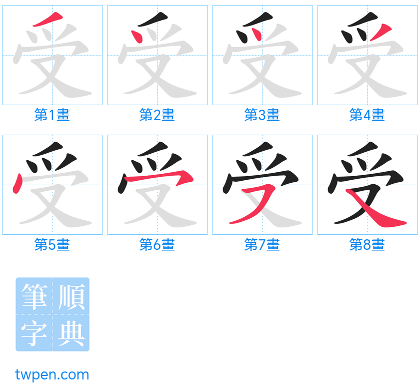 “「受」的筆畫”