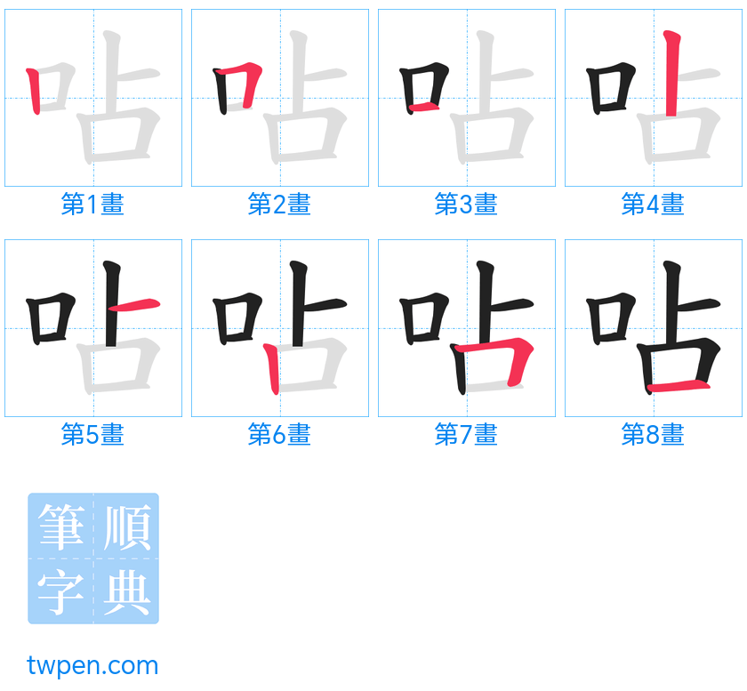 “「呫」的筆畫”