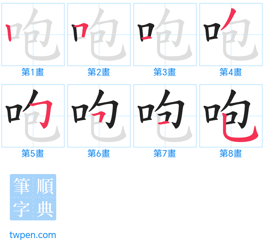 “「咆」的筆畫”