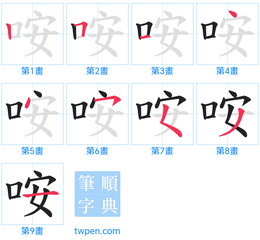 “「咹」的筆畫”