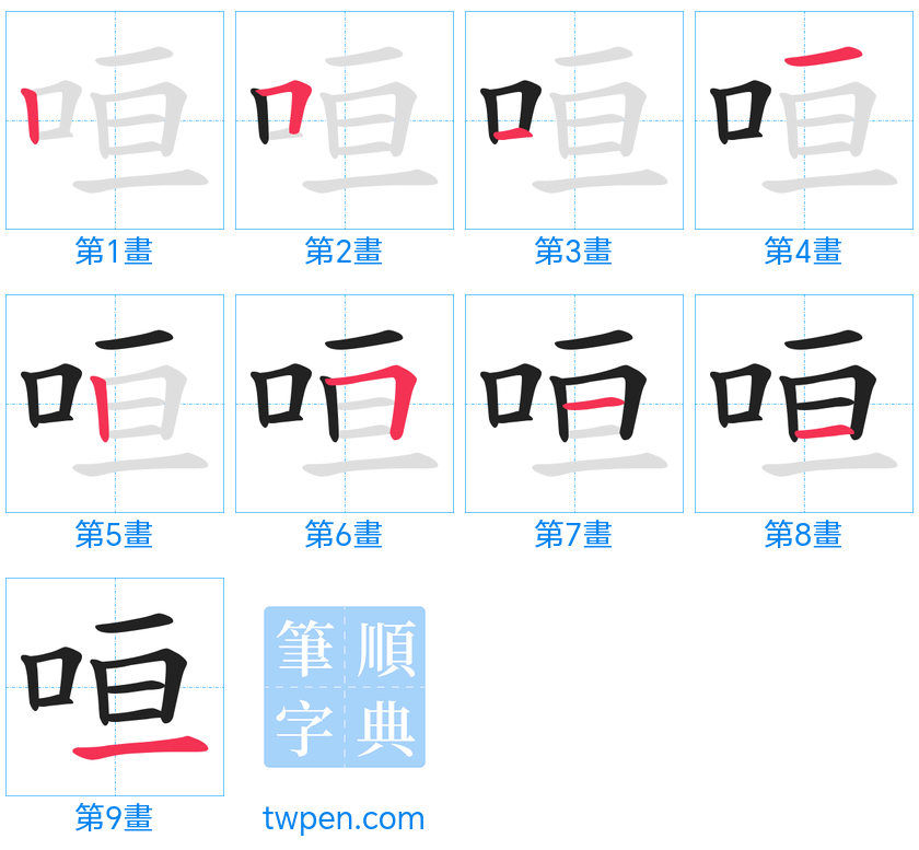 “「咺」的筆畫”