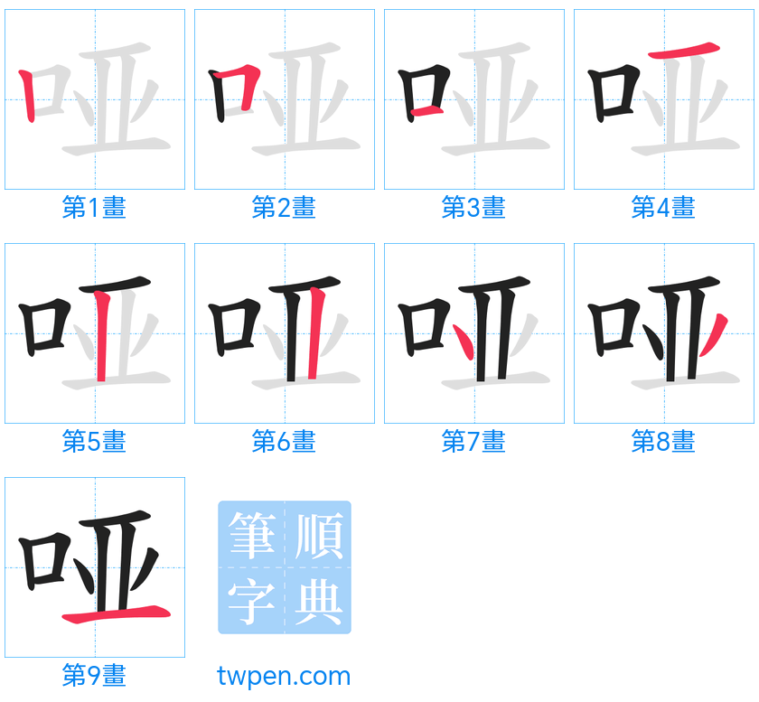 “「哑」的筆畫”