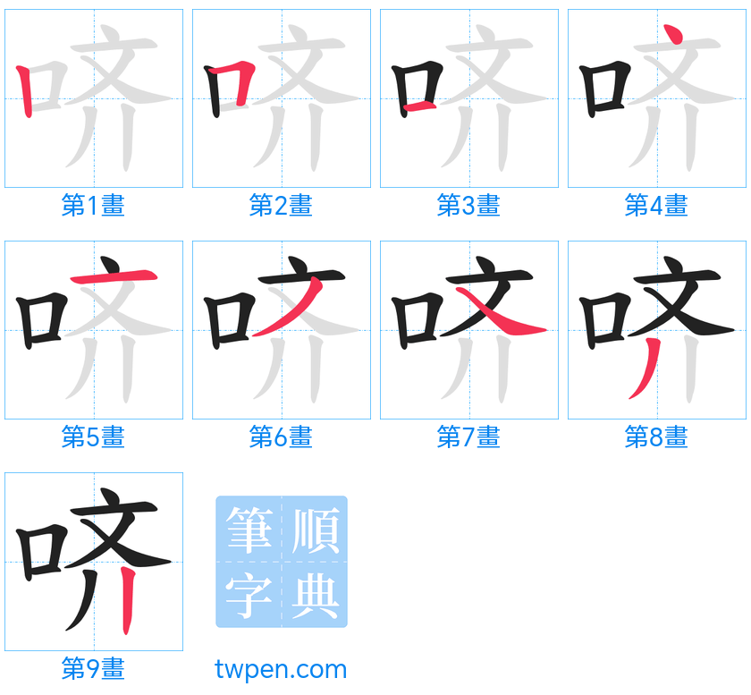 “「哜」的筆畫”