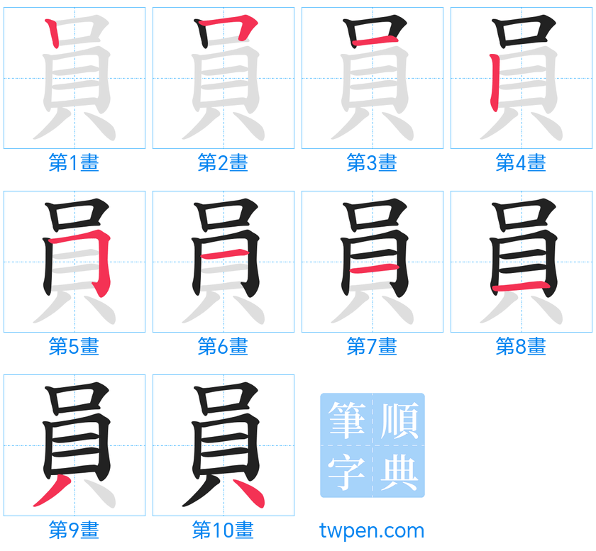 “「員」的筆畫”