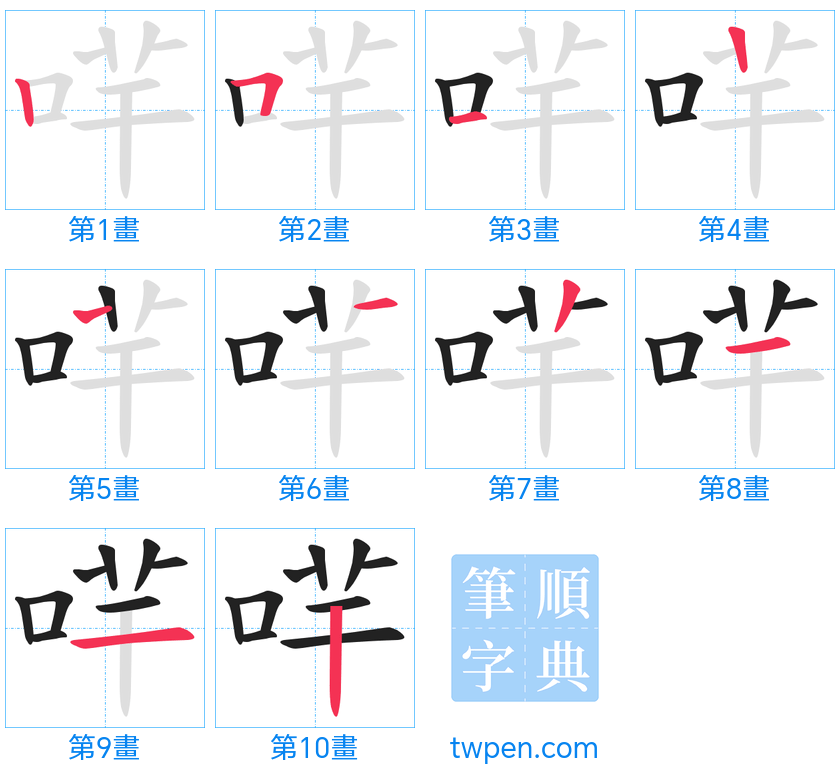 “「哶」的筆畫”