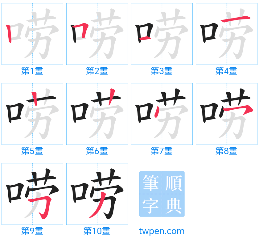 “「唠」的筆畫”