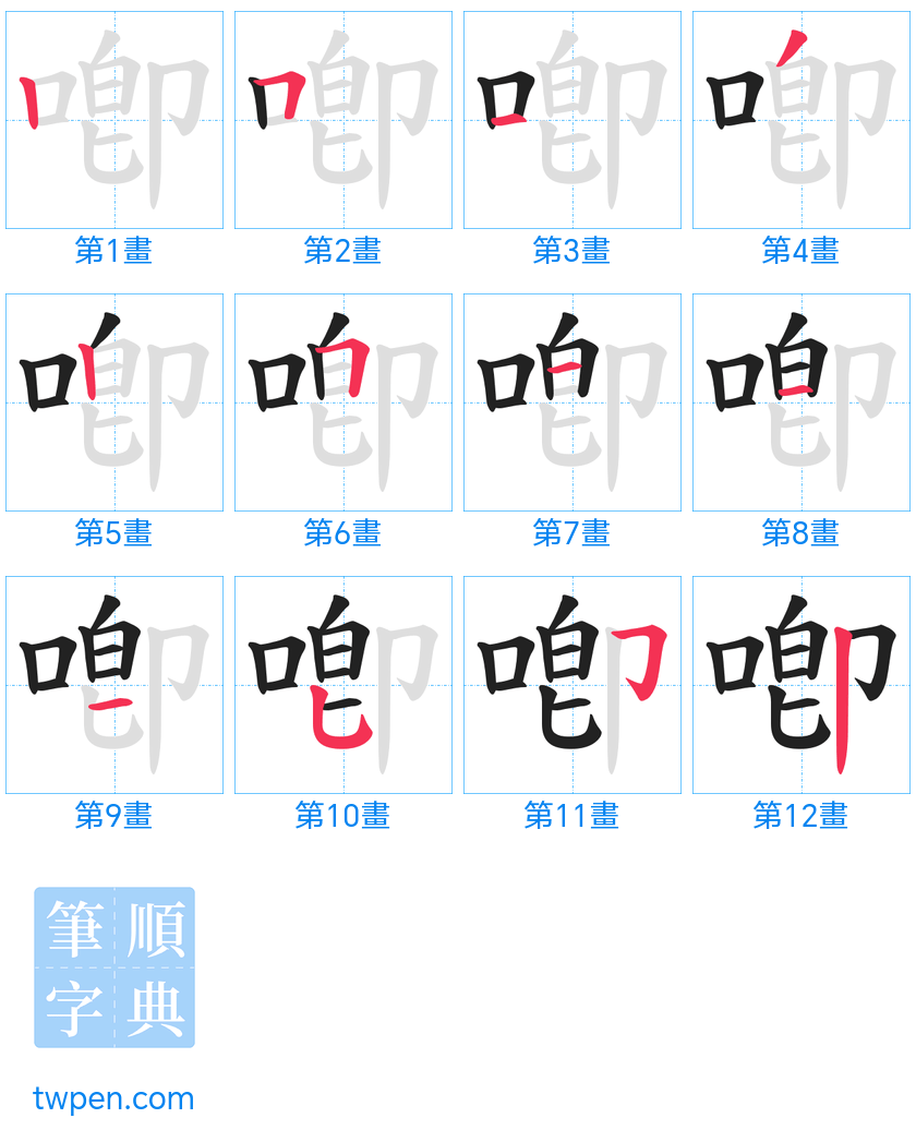 “「喞」的筆畫”