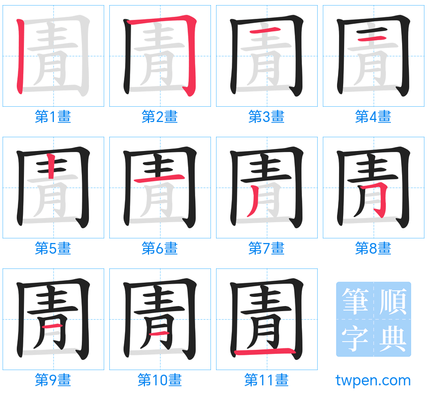 “「圊」的筆畫”