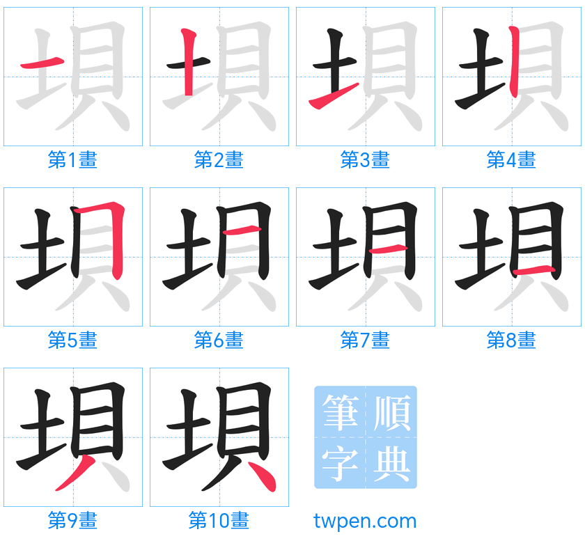 “「垻」的筆畫”