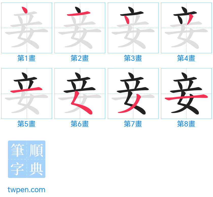 “「妾」的筆畫”