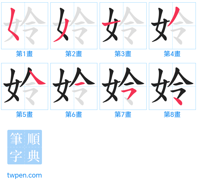 “「姈」的筆畫”