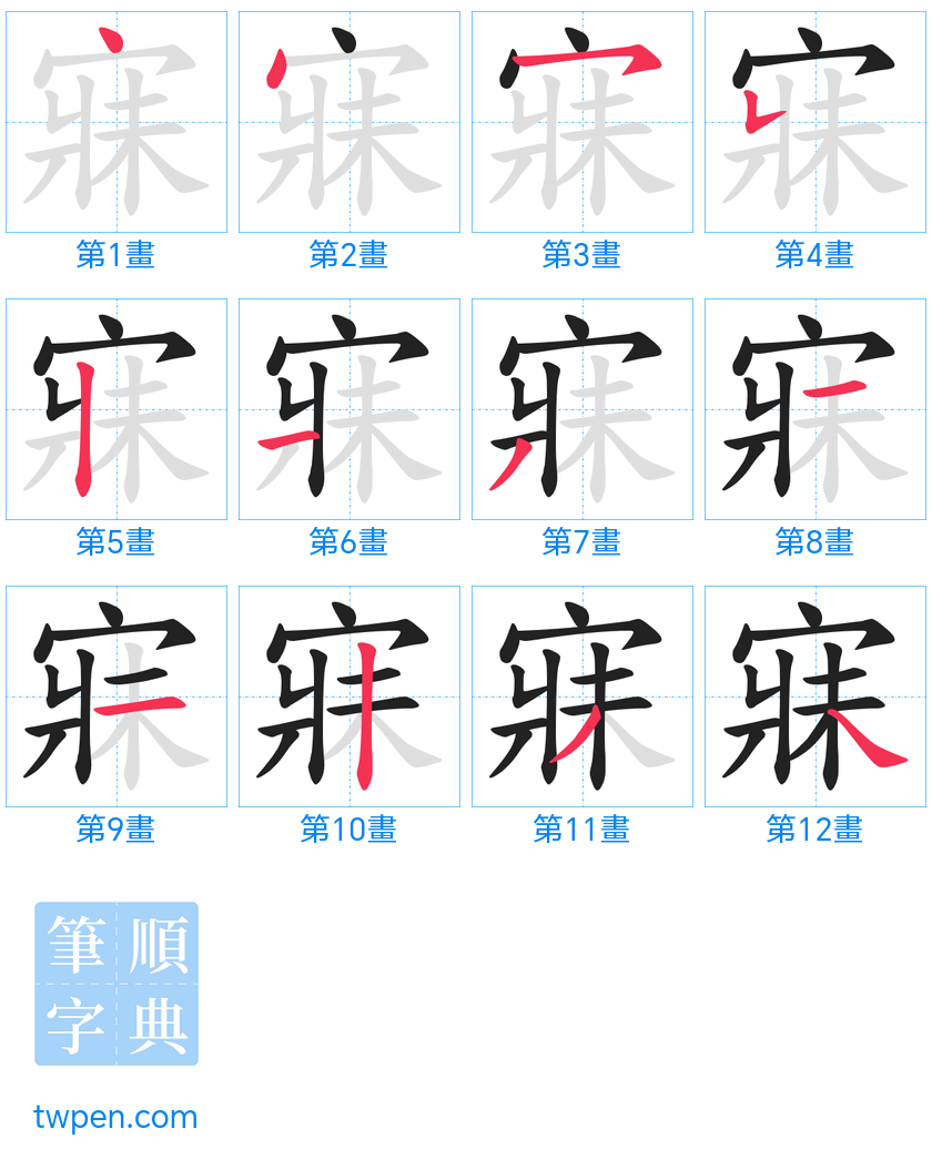 “「寐」的筆畫”