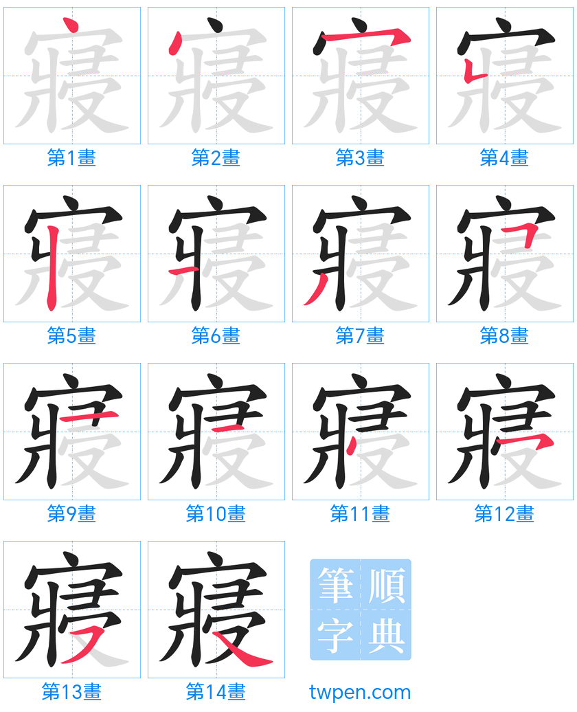 “「寢」的筆畫”