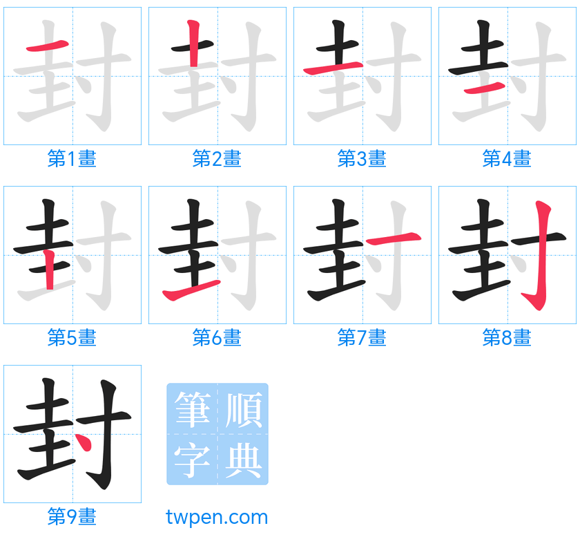 “「封」的筆畫”