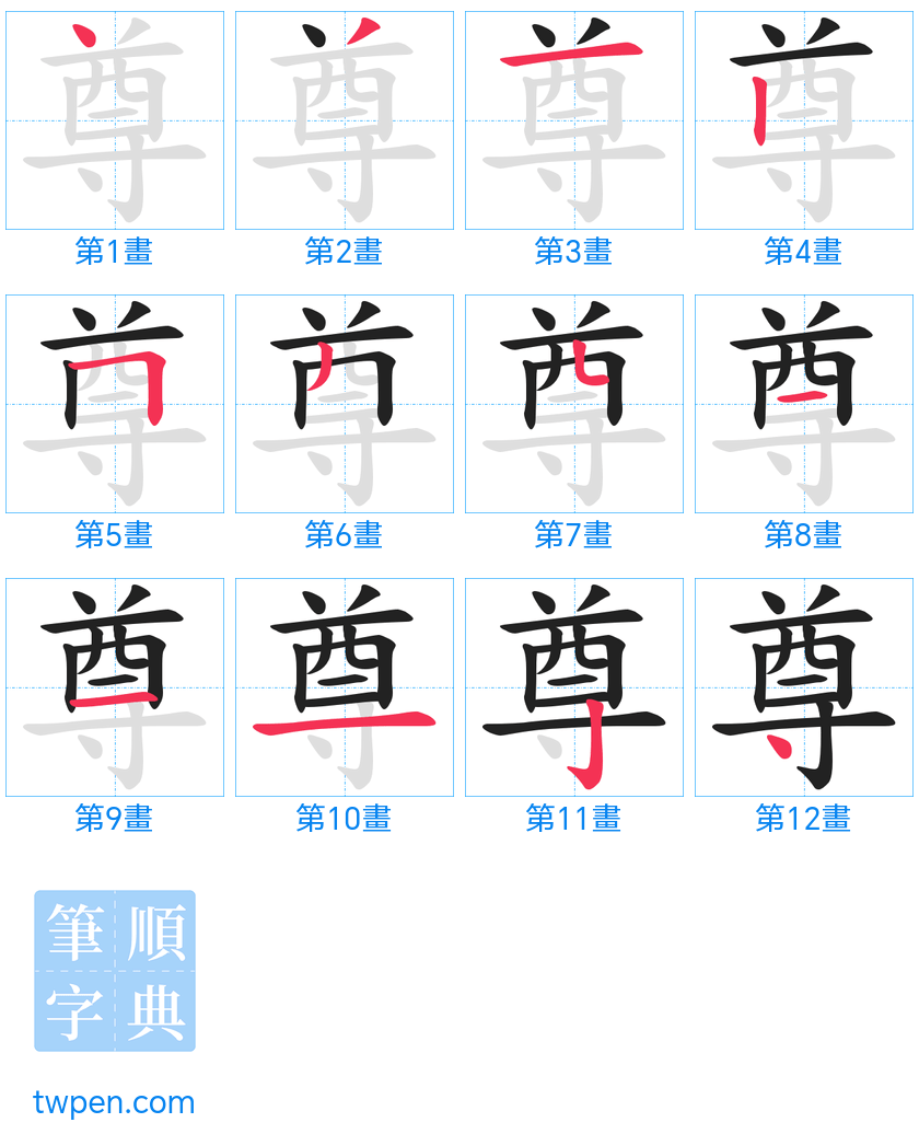 “「尊」的筆畫”