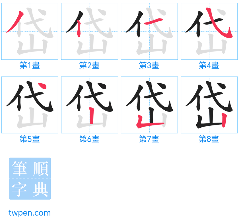 “「岱」的筆畫”