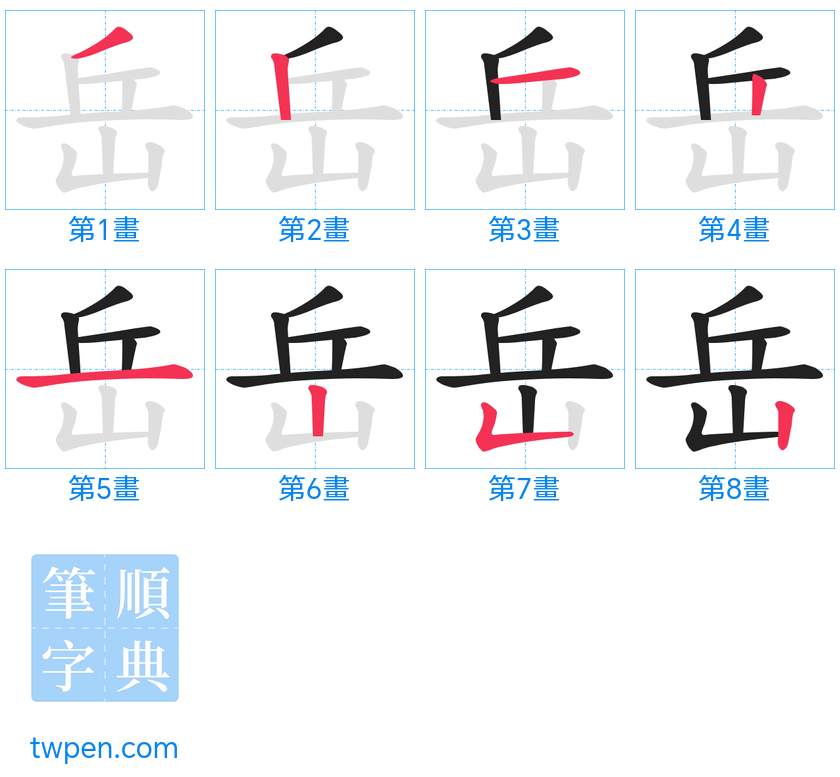 “「岳」的筆畫”