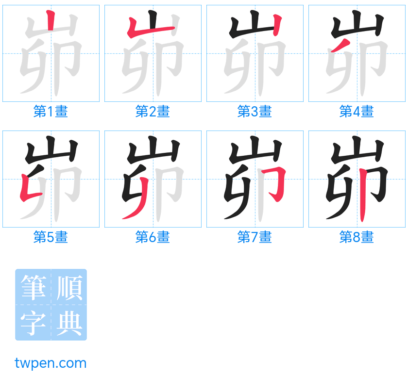 “「峁」的筆畫”