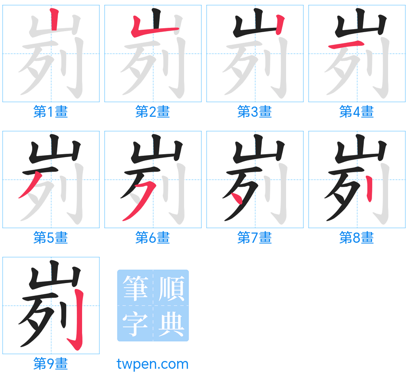 “「峛」的筆畫”