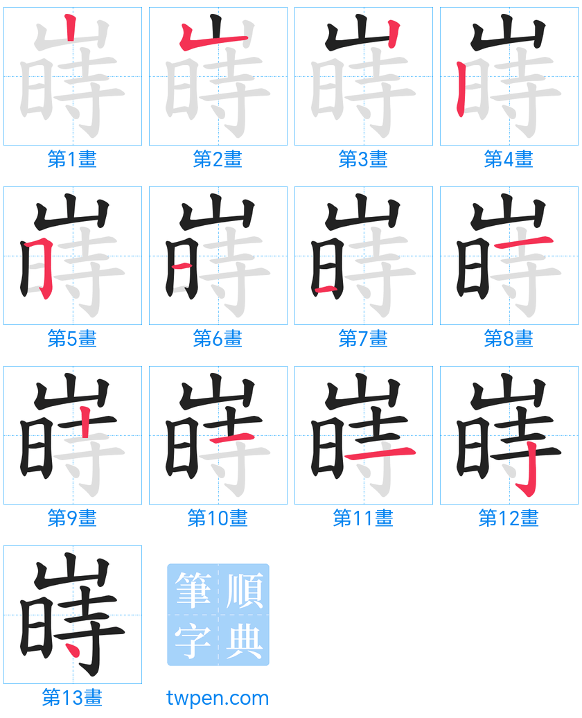 “「嵵」的筆畫”