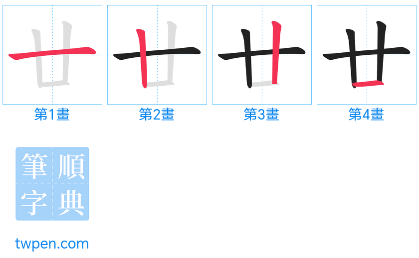 “「廿」的筆畫”