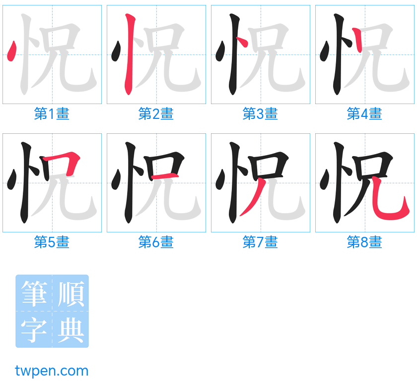 “「怳」的筆畫”