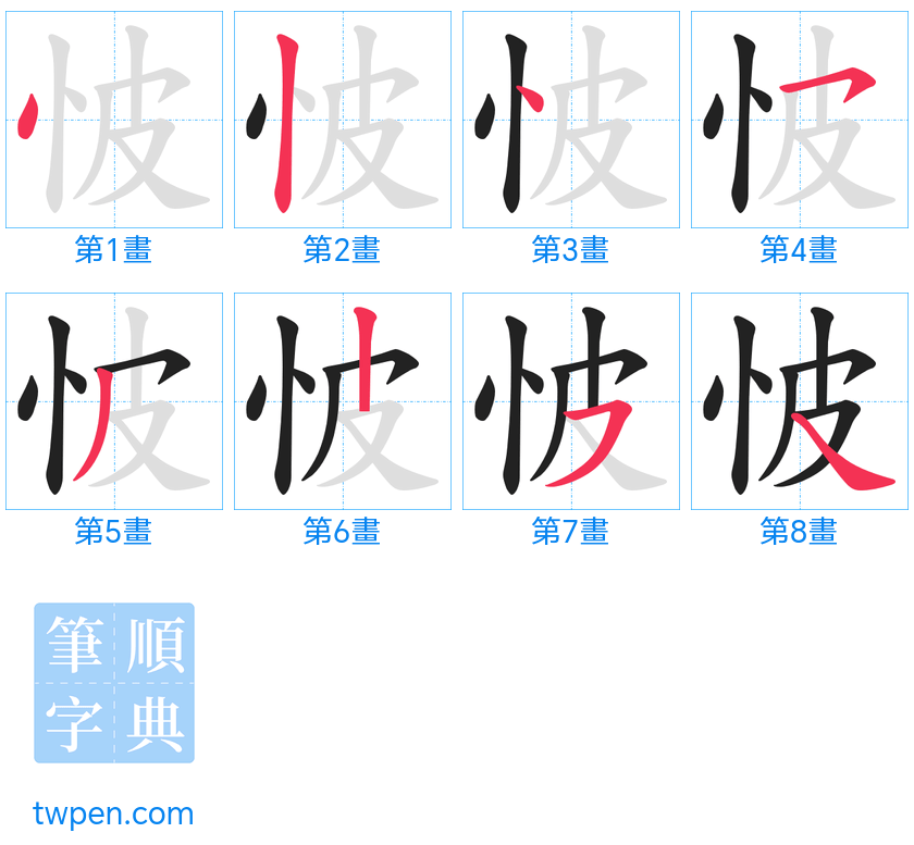 “「怶」的筆畫”