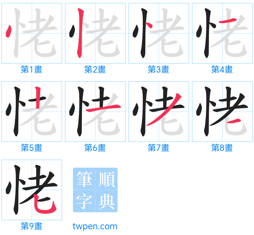 “「恅」的筆畫”