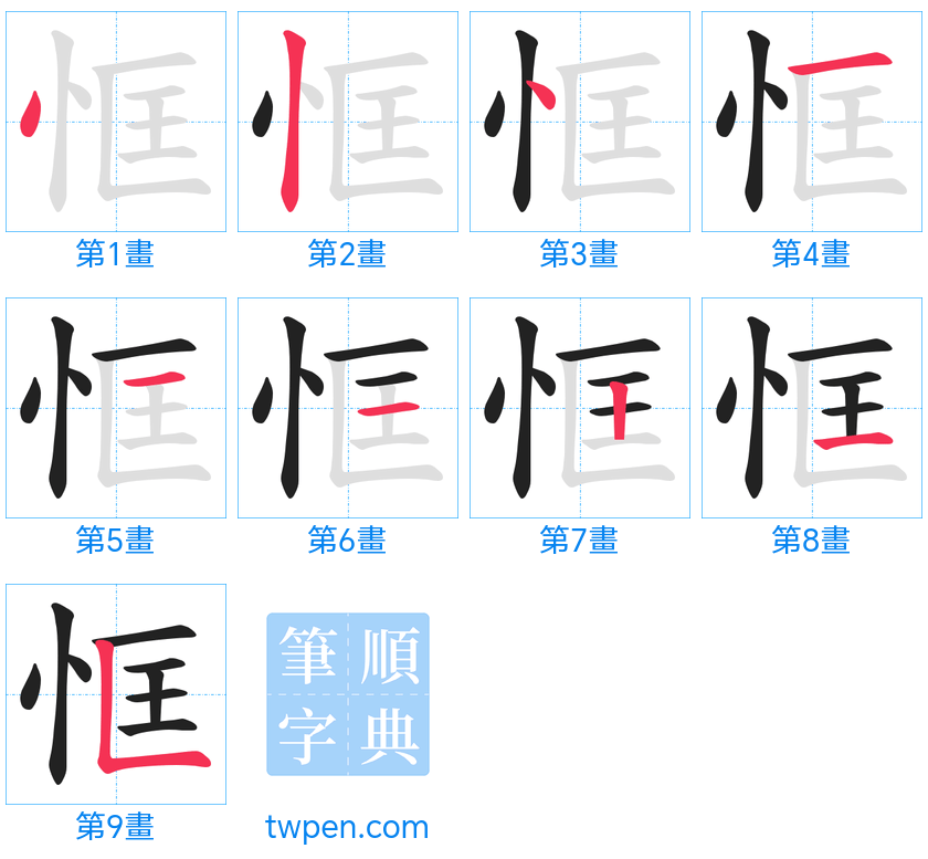 “「恇」的筆畫”