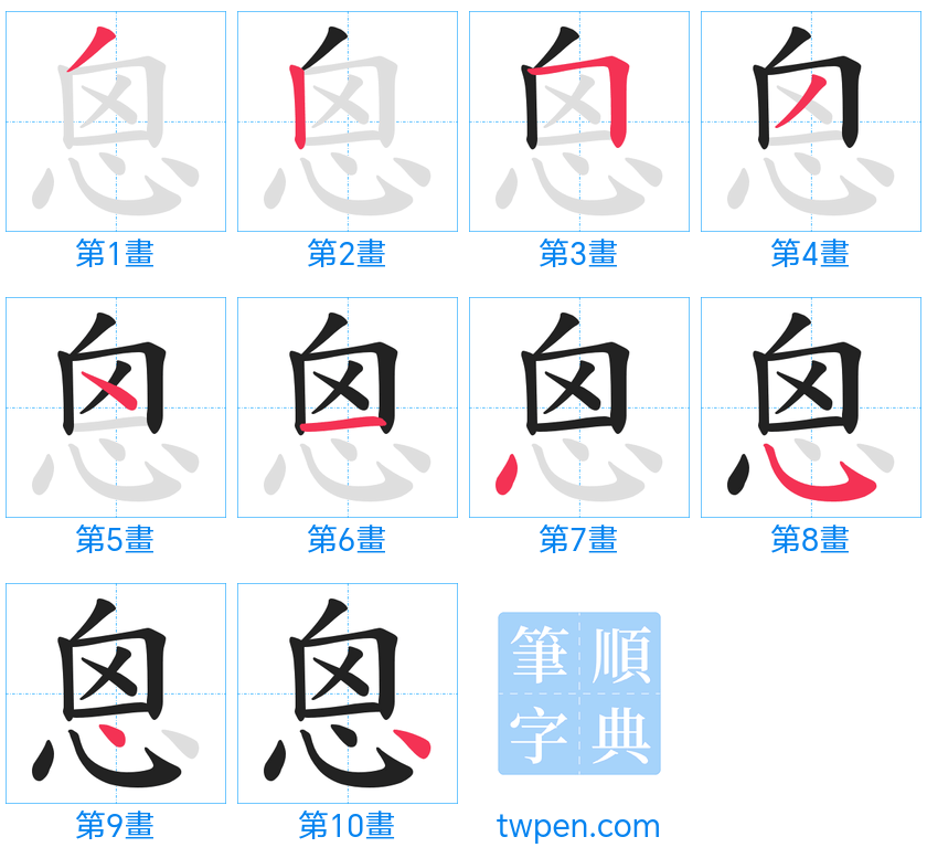 “「恖」的筆畫”