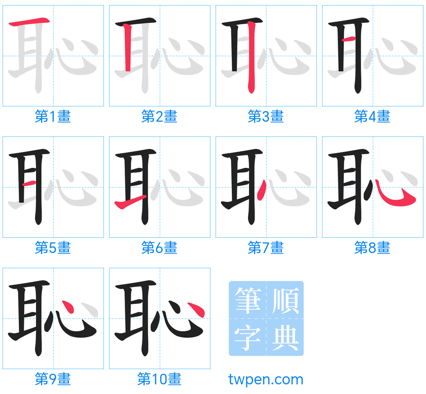 “「恥」的筆畫”