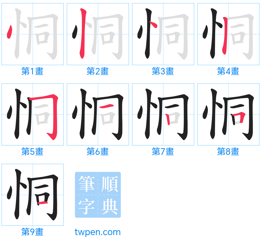 “「恫」的筆畫”