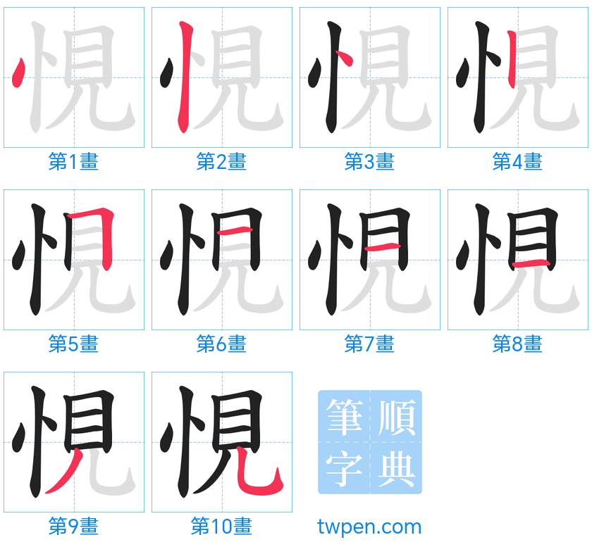 “「悓」的筆畫”